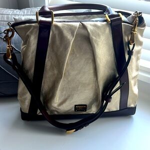 Burberry Gold Metallic Canvas Bag